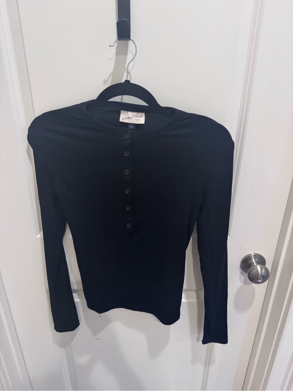 Universal Thread Black Button Henley Top